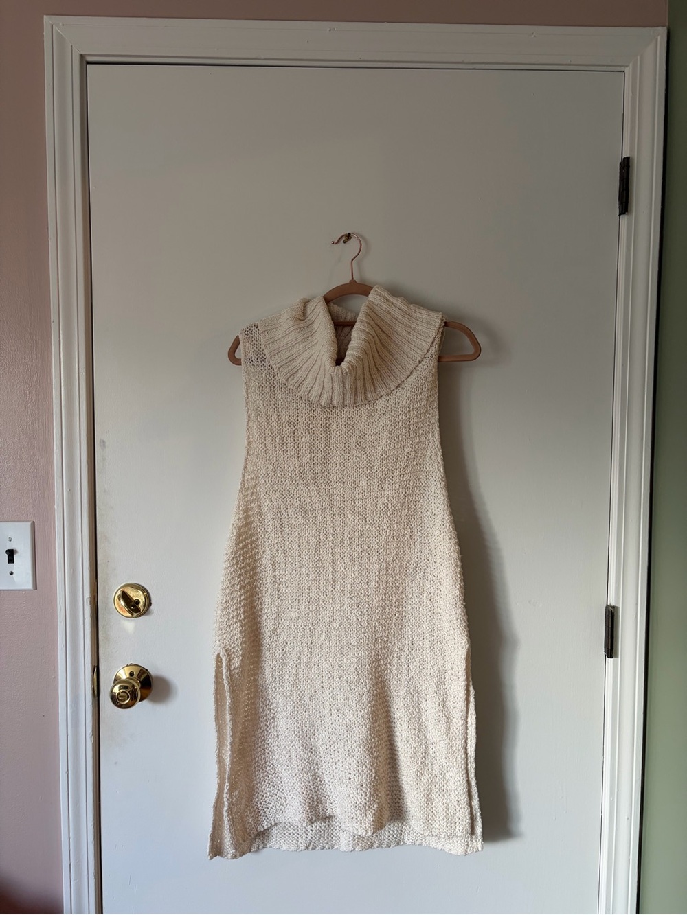 Free People Cream Knit Cowlneck Dress
